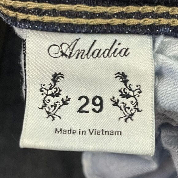 Anladia Jeans Womens Size 29 Blue Embroidered Skinny Fit Stretch Acid Wash Denim - Picture 3 of 16